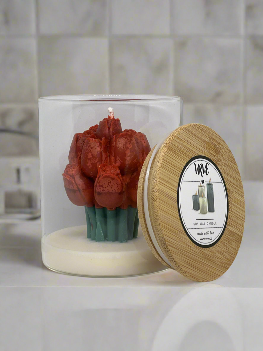 Flower candle jar with lid