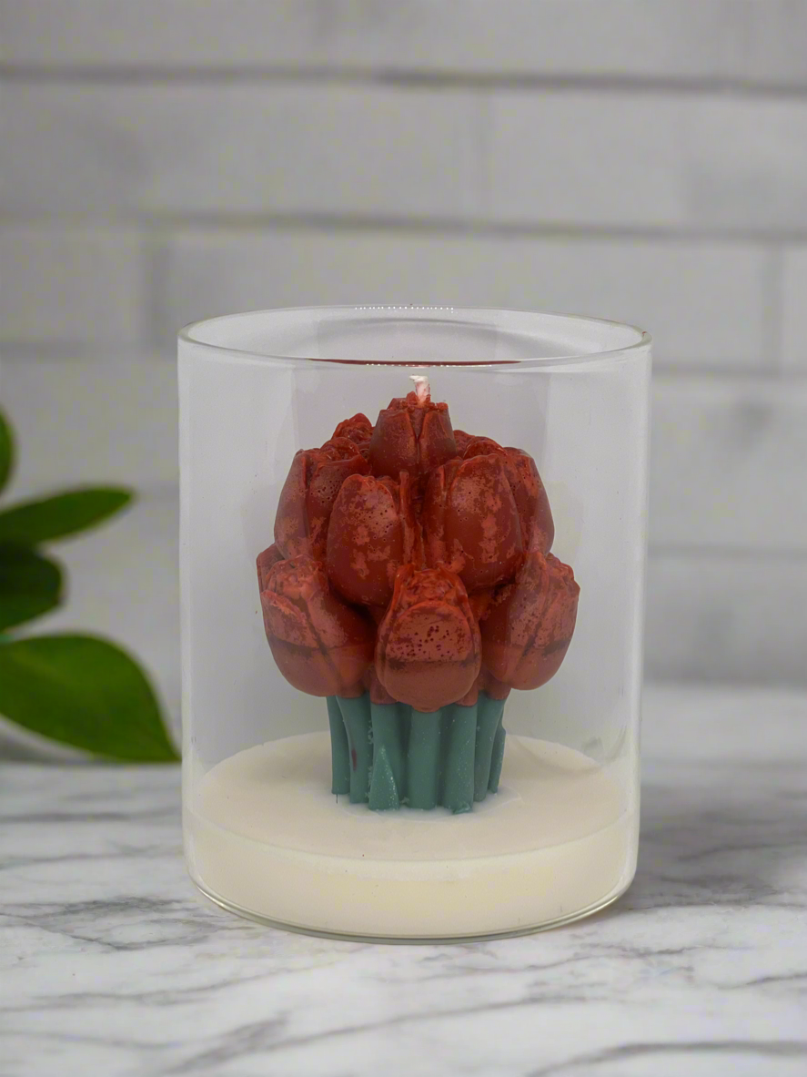 Flower candle jar with lid