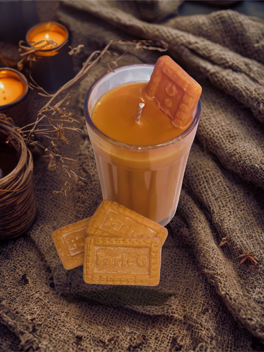 Cutting chai with Parle G Candle